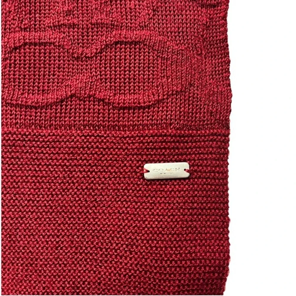 Coach Red Knit Signature C Logo Scarf 72x10‎ Long Winter Wrap Designer F32711